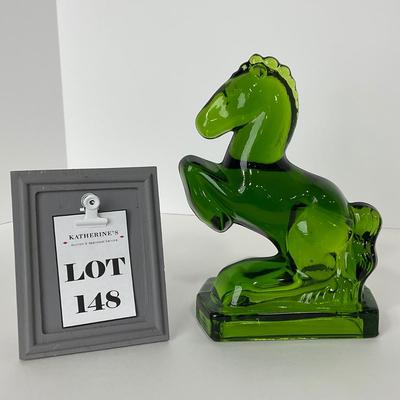 -148- LE SMITH | Rearing Horse Green Bookend
