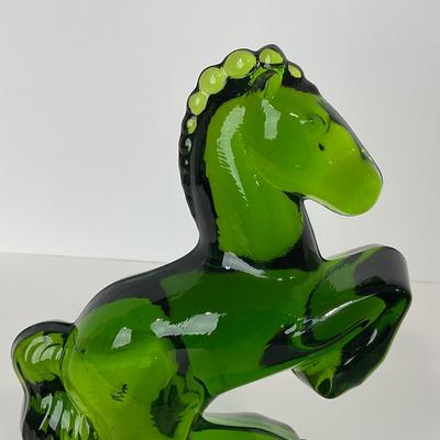 -148- LE SMITH | Rearing Horse Green Bookend