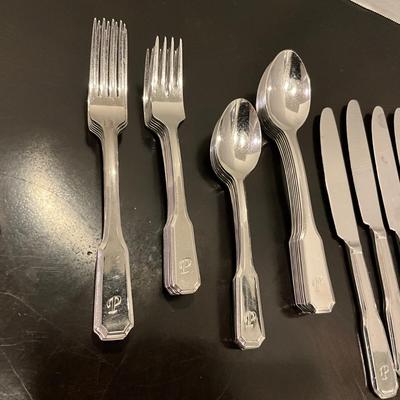 194 Set of Cambridge 18/8 Flatware with "P" Initial Engraved