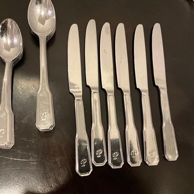 194 Set of Cambridge 18/8 Flatware with "P" Initial Engraved