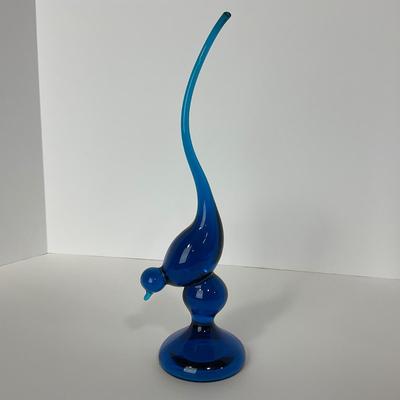 -160- VIKING | Mid Century Blue Long Tail Bird