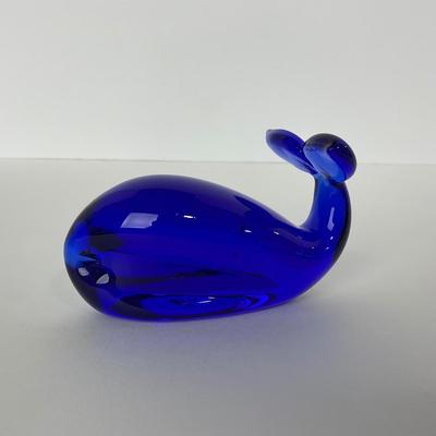 -182- PILGRIM | Viking Glass Blue Whale Paperweight