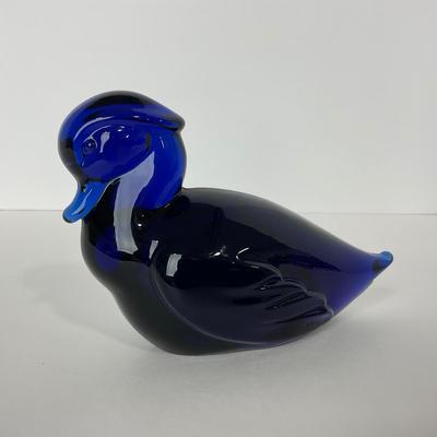 -186- HEISEY | By Imperial Marked Cobalt Blue Wood Duck