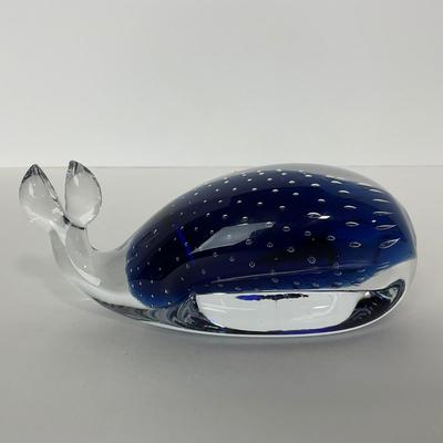 -198- VIKING | Controlled Bubble Blue Whale Paperweight