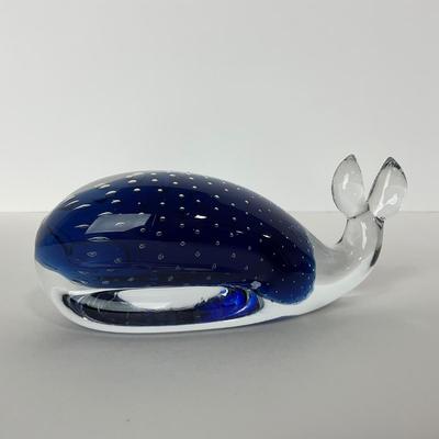 -198- VIKING | Controlled Bubble Blue Whale Paperweight