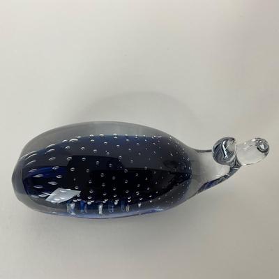 -198- VIKING | Controlled Bubble Blue Whale Paperweight