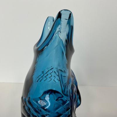 -199- VIKING | Rainbow Glass Co. Blue Owl Vase