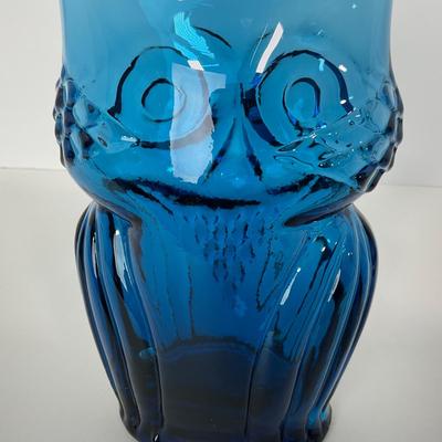 -199- VIKING | Rainbow Glass Co. Blue Owl Vase