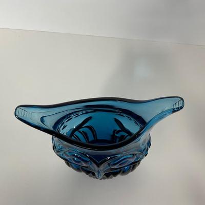 -199- VIKING | Rainbow Glass Co. Blue Owl Vase