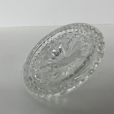 -214- GLASSWARE | Clear Glass Candy/Powder Dish With Lid