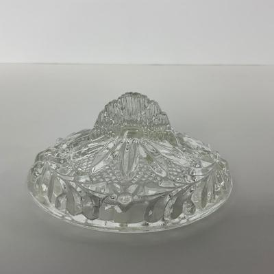 -214- GLASSWARE | Clear Glass Candy/Powder Dish With Lid