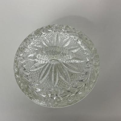 -214- GLASSWARE | Clear Glass Candy/Powder Dish With Lid