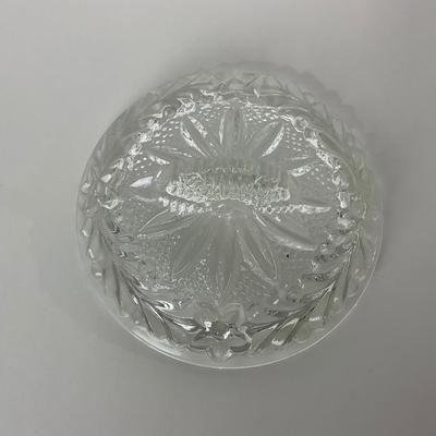 -214- GLASSWARE | Clear Glass Candy/Powder Dish With Lid