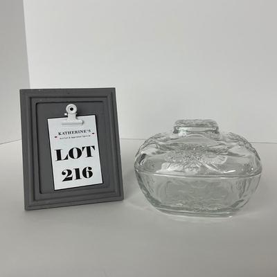 -216- GLASSWARE | Marked Indonesia Clear Glass Covered Dish
