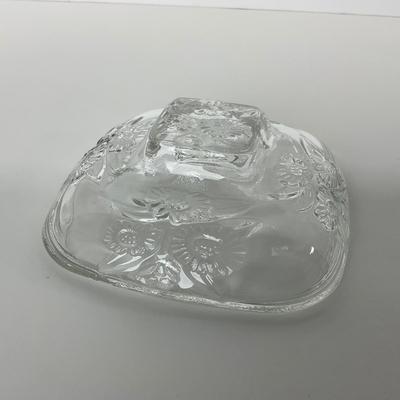 -216- GLASSWARE | Marked Indonesia Clear Glass Covered Dish