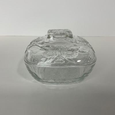 -216- GLASSWARE | Marked Indonesia Clear Glass Covered Dish