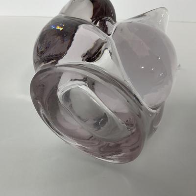 -218- UNMARKED | Heavy Mid Century Clear Glass Dove Vase
