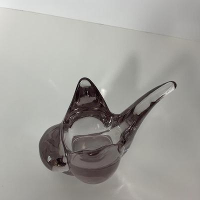 -218- UNMARKED | Heavy Mid Century Clear Glass Dove Vase