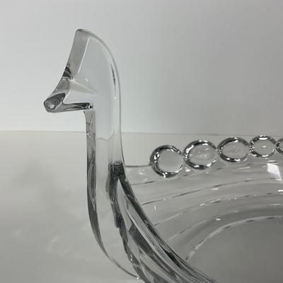 -220- DUNCAN MILLER | Crystal Viking Ship Serving Bowl
