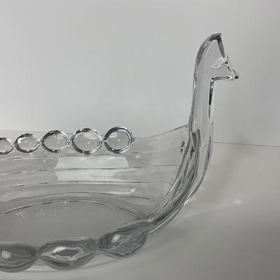 -220- DUNCAN MILLER | Crystal Viking Ship Serving Bowl