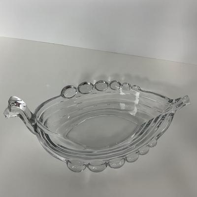 -220- DUNCAN MILLER | Crystal Viking Ship Serving Bowl