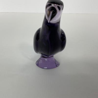 -225- BACCARAT | Purple Marked & Signed Parrot