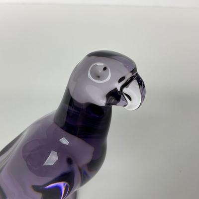 -225- BACCARAT | Purple Marked & Signed Parrot