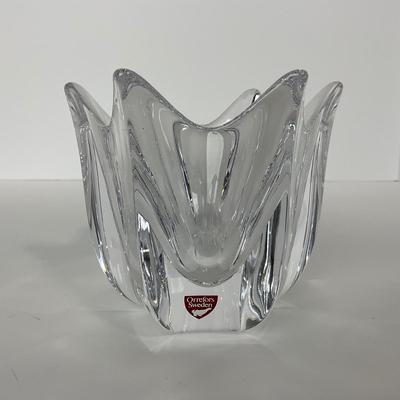 -248- ORREFORS | Signed & Sticker Small Crystal Vase