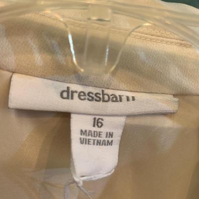 Subtitle Details: Dressbarn White Blazer, Size 16, with Ribbon Basket Weave Pockets and Swirl Buttons