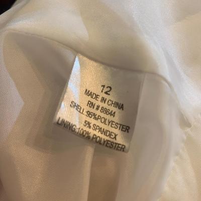 Snowy Elegance: John Meyer White Peplum Back Textured Blazer with Rhinestone-Accented Embroidered Flowers Size 12