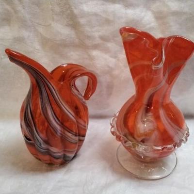 2 Pieces Lutetian Blown Italian Glass