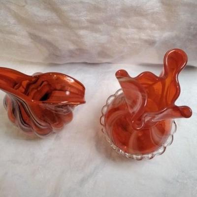 2 Pieces Lutetian Blown Italian Glass