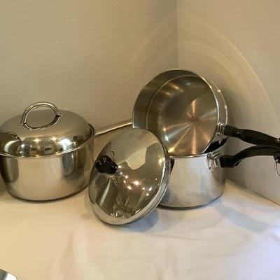 212 Large Stainless Stock Pot and Sauce Pan, Farberware Double Boiler, Ladles & Spoons