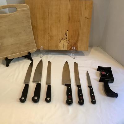 214 Wusthof Grand Prix Edition Gourmet Knives with Sharpener and Two Cutting Boards