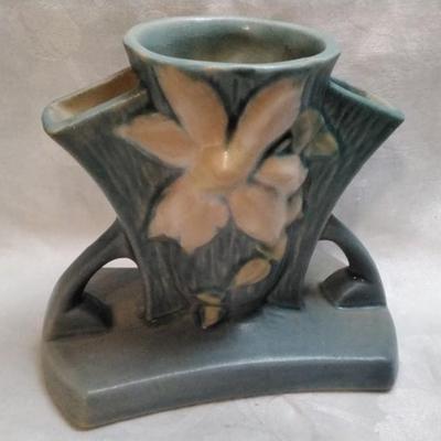 1940s Roseville Pottery Clematis Flower Frog Vase No. 107-8
