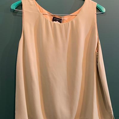 Liz Claiborne Collection Reversible Silk Shell Top - Size 14, Cream and Blush
