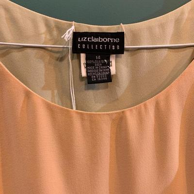 Liz Claiborne Collection Reversible Silk Shell Top - Size 14, Cream and Blush