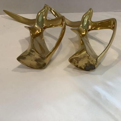 229 Pair Mid Century Modern Brass Seagull In Flight Bookends