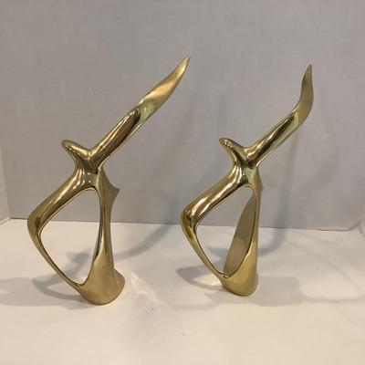 229 Pair Mid Century Modern Brass Seagull In Flight Bookends