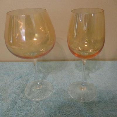 12 Amber Wine Glasses