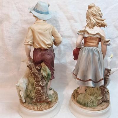 12" Andrea By Sadek Handpainted Porcelain Peasant Boy & Girl #7893