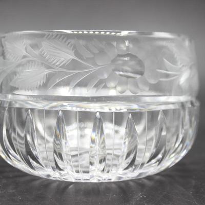 Vintage Heavy Crystal Glass MCM Sunflower Motif Trinket Bowl