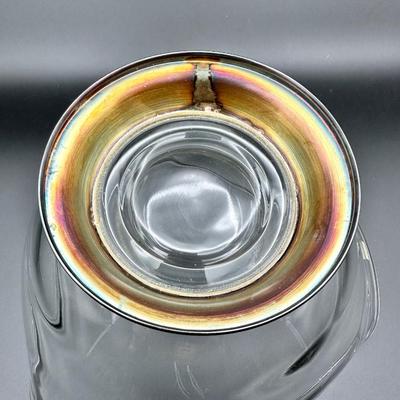 Glass Tri-Corner Bowl with Metal Base