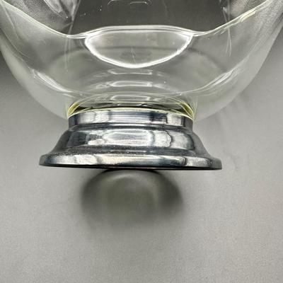 Glass Tri-Corner Bowl with Metal Base