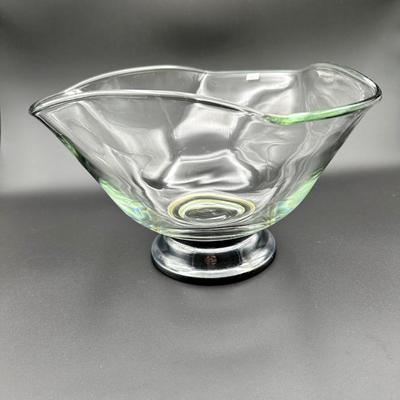 Glass Tri-Corner Bowl with Metal Base