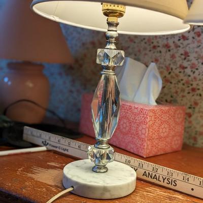2 Vintage Crystal and Marble Table Lamps