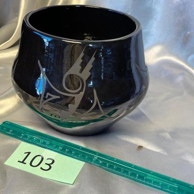 Black on black Native American Bowl Vase