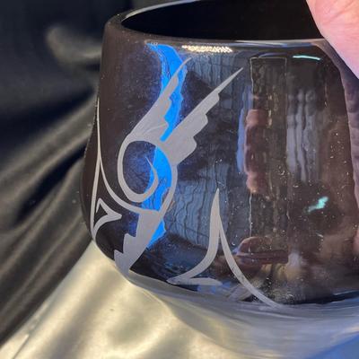 Black on black Native American Bowl Vase