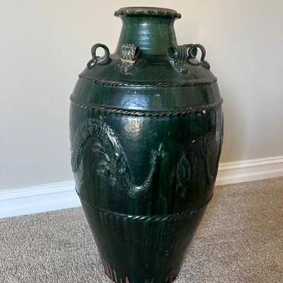 Indonesia Martaban Storage Jar Pottery Dragon Design