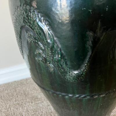 Indonesia Martaban Storage Jar Pottery Dragon Design